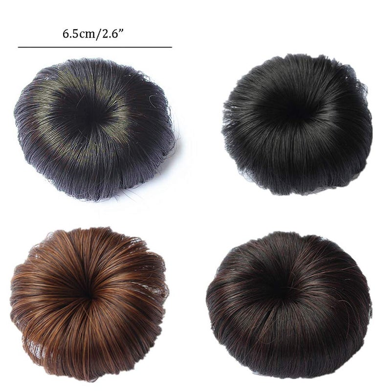 Teensery 2 Pcs Synthetic Fiber Hair Bun with Alligator Clip Hair Extension Chignon Donut Bun Short Ponytail Wig Hairpiece for Baby Girls Small Size (Dark Brown) - Image 2